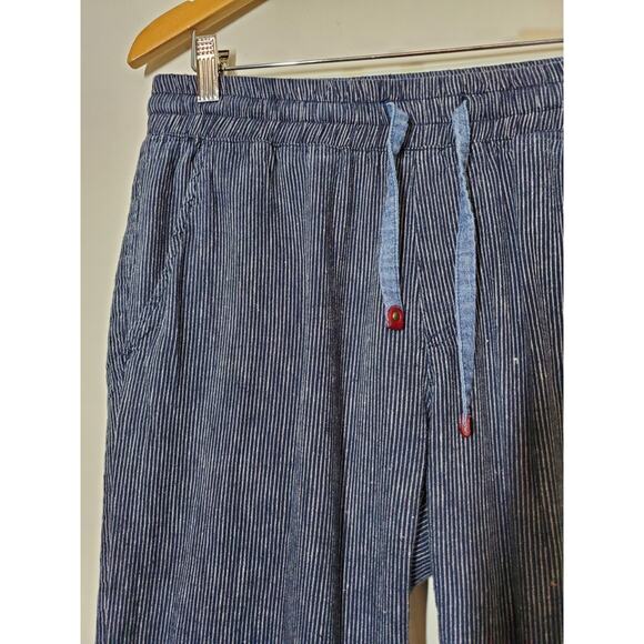 Betabrand Pants Medium Tall LONG Womens LINEN Elastic Waist Joggers Blue Pockets - Picture 3 of 10